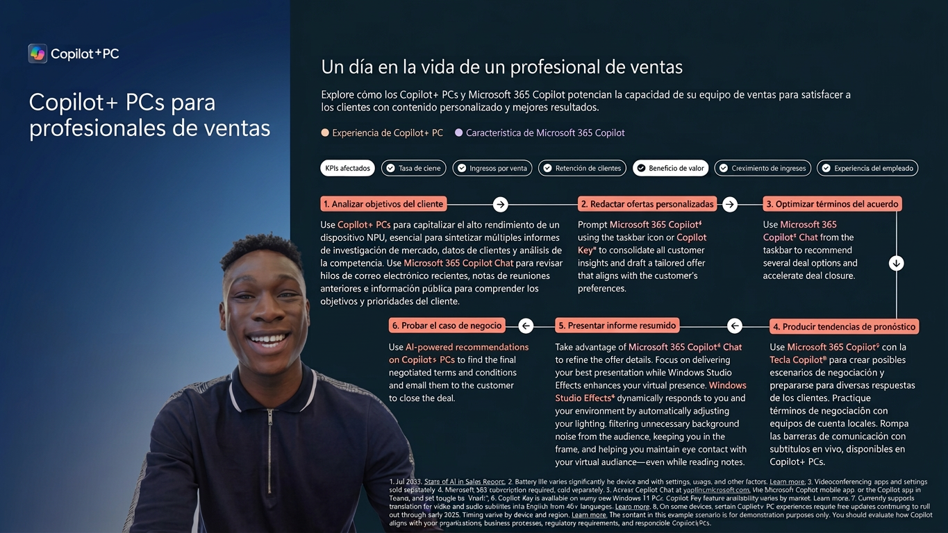 Beneficios de Copilot+ PC para profesionales de Ventas