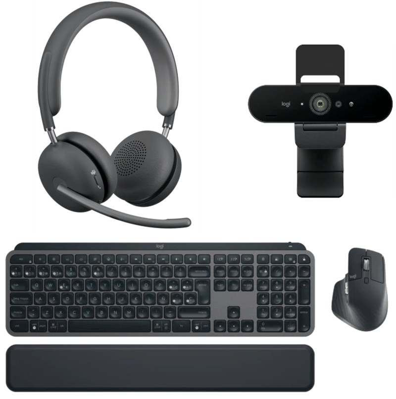 Pack Logitech premium: Ratón + auriculares + teclado + webcam